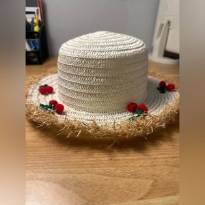 Straw Sun Hat with Cherries